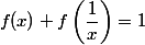 f(x)+f\left(\dfrac{1}{x}\right)=1